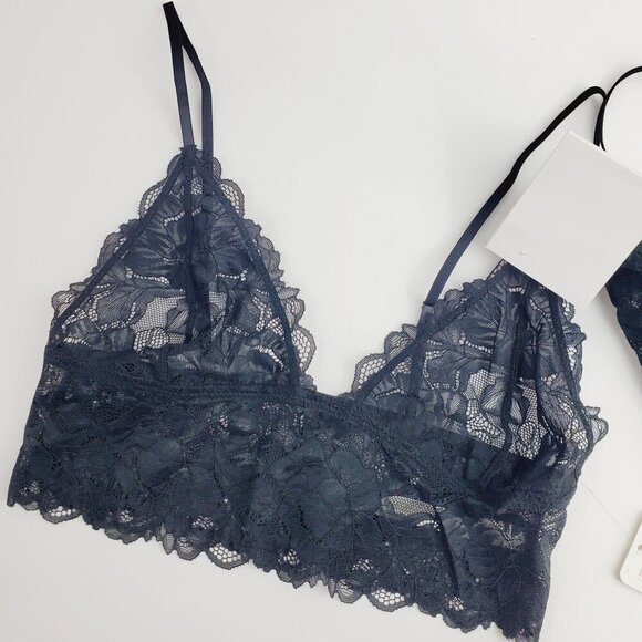 Free People Black Everyday Lace Longline Bralette Stretch Bra Small (A-7) - Picture 3 of 8